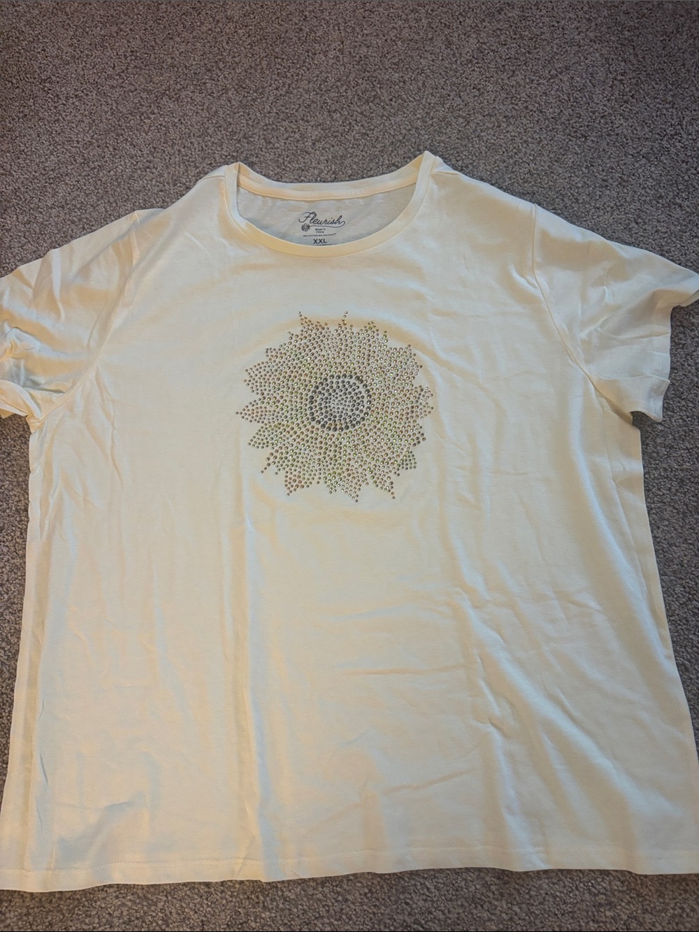 Women’s Yellow Rhinestone Sunflower T-Shirt